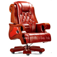Top grado cuero genuino silla ejecutiva de madera muebles de oficina de lujo (FOHA-05)